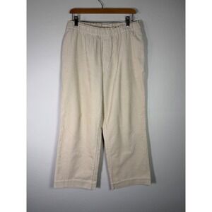 Birds of Paris by Trovata Cream Corduroy Wide Leg Elastic Waist Pants Medium